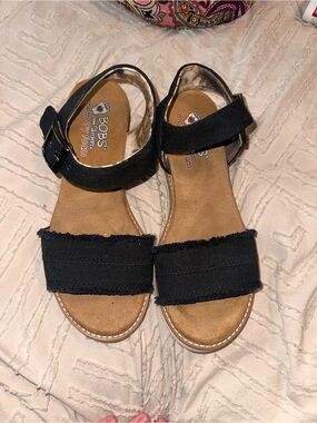 BOBS by Skechers Black Open-Toe Sandals with Memory Foam